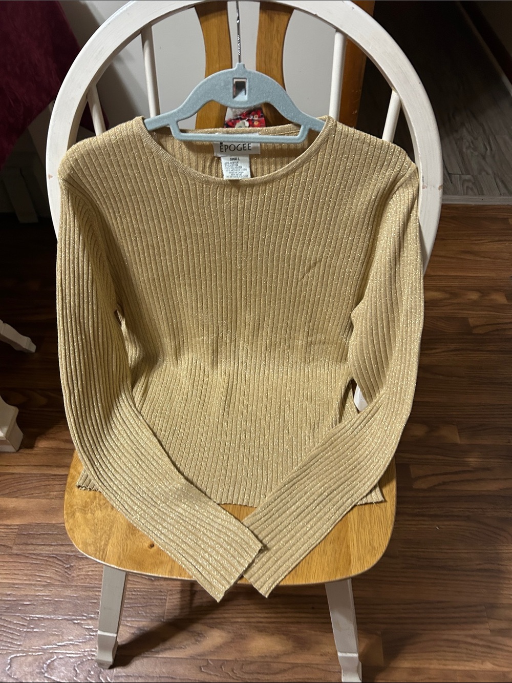 Women's Ribbed Crewneck Sweater in Tan